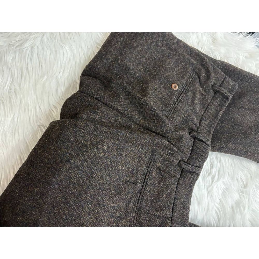 1920s Chocolate Brown Tweed Trousers Annual Ring XL - Picture 14 of 16
